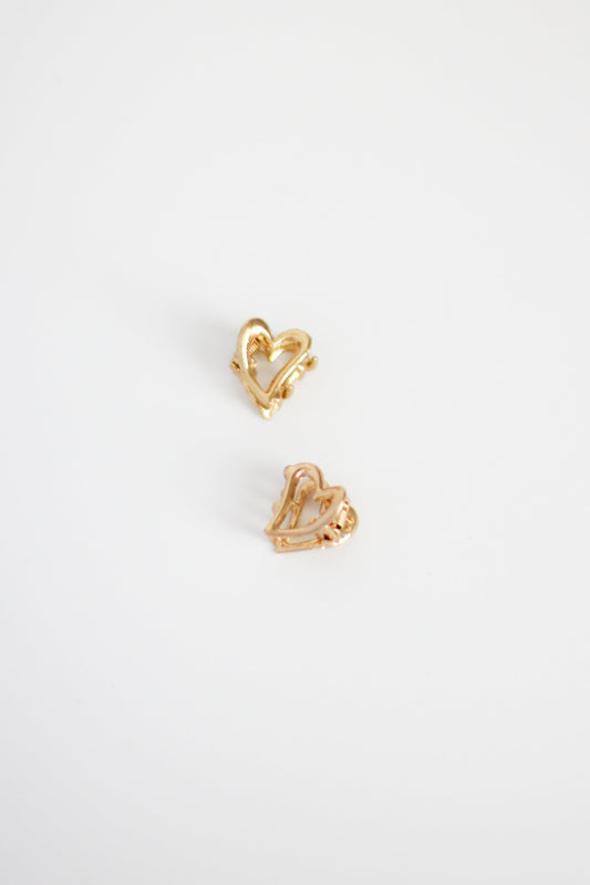 Heart Hair Clip - Mini #002 - Gold