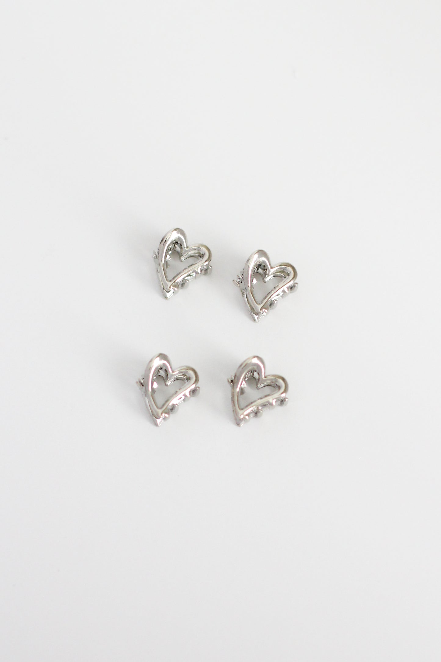 Heart Hair Clip - Mini #002 - Silver