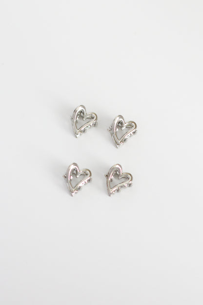 Heart Hair Clip - Mini #002 - Silver