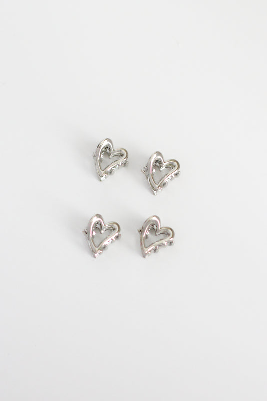 Heart Hair Clip - Mini #002 - Silver