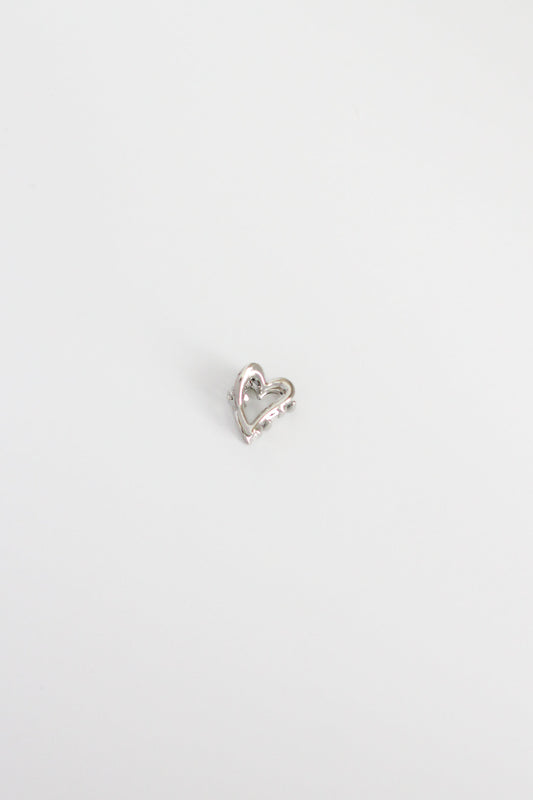 Heart Hair Clip - Mini #002 - Silver