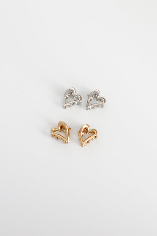 Heart Hair Clip - Mini #002 - Gold