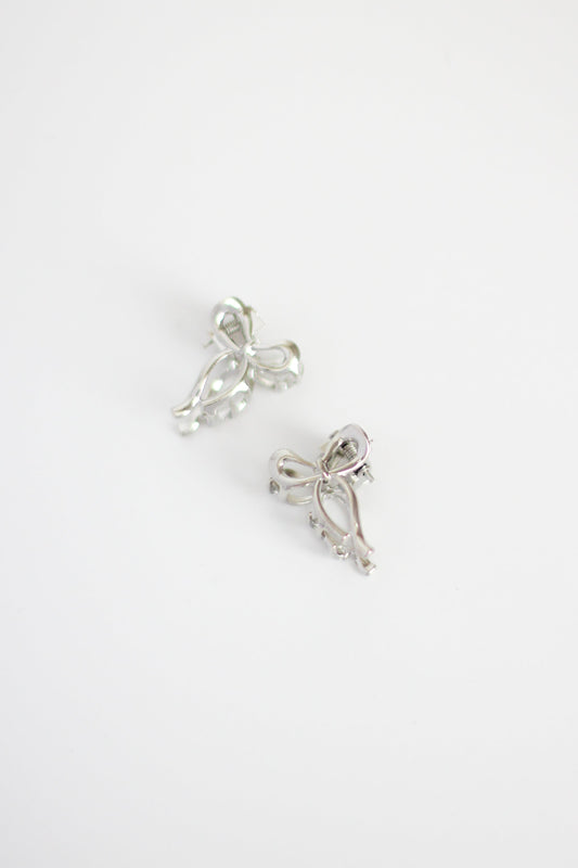 Bow Hair Clip - Mini #003 - Silver