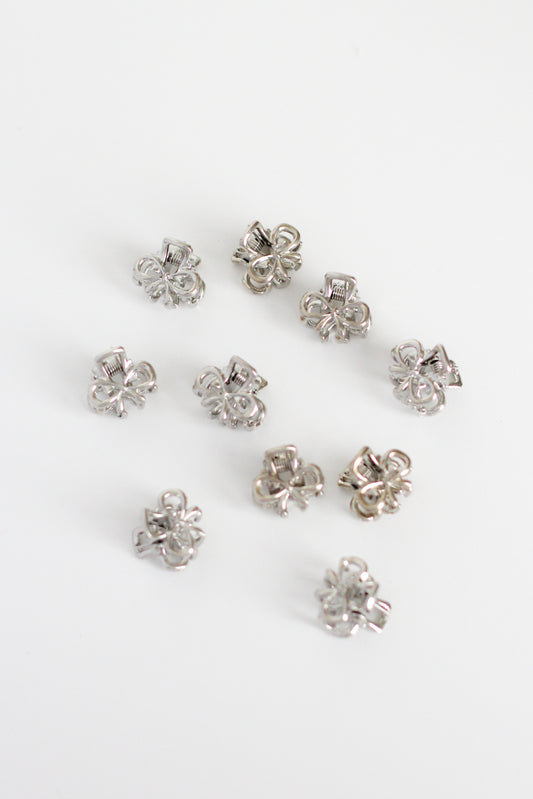 Bow Hair Clip - Mini #004 - Silver