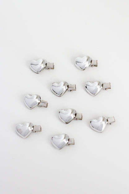Heart Hair Clip - Mini #006 - Chrome