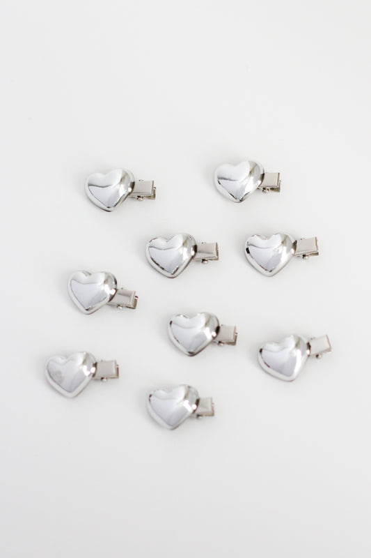 Heart Hair Clip - Mini #006 - Chrome