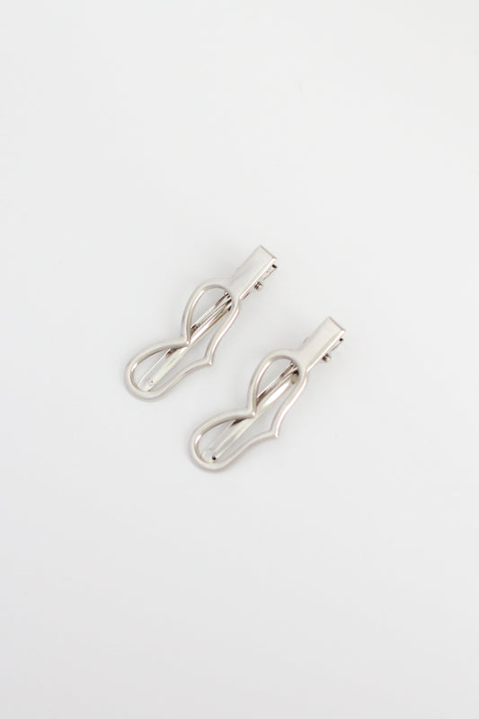 Heart Hair Pin #003 - Silver